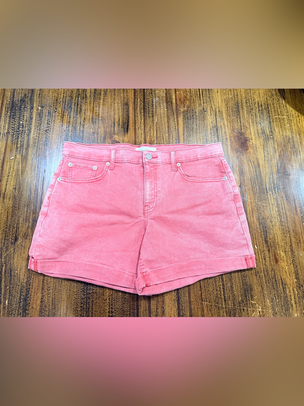 Gap Coral High-Waist Denim Shorts
